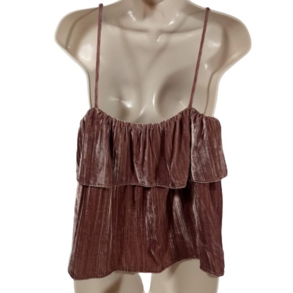 Madewell Velvet Off the Shoulder Top Rose Women''s Size Medium H2264 M - Picture 2 of 5